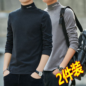 男士加绒颗粒绒圆领T恤抓绒长袖打底衫男装
