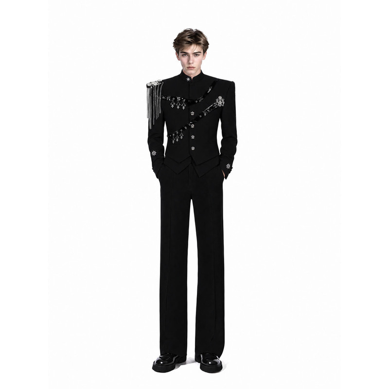 Zhicai【Gray Tone Tape】Wide-Shoulder, Narrow-Waist Suit with High-End Structured Shoulders and Notch Lapels, Waist-Cinching Blazer Zhicai【Gray Tone Tape】Wide-Shoulder, Narrow-Waist Suit with High-End Structured Shoulders and Notch Lapels, Waist-Cinching Blazer