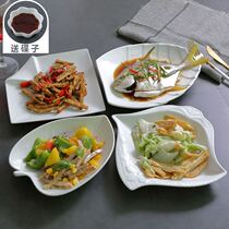 Particularly good looking dishes Dish Pure White Domestic Fish Saucer Soup Pan Creative Breakfast Snack Hot Dish Microwave Oven