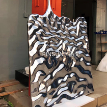 Living room hotel glass steel sprayed water corrugated wall decoration model room wall art sculpture Villa resin pendant