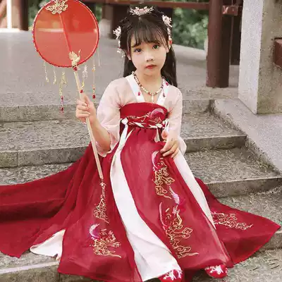 New Hanfu girls summer fairy elegant skirt chest dress children ancient style spring summer suit Han elements