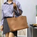 BV DIVANI Плетеная корзина, сумка на одно плечо, из натуральной кожи