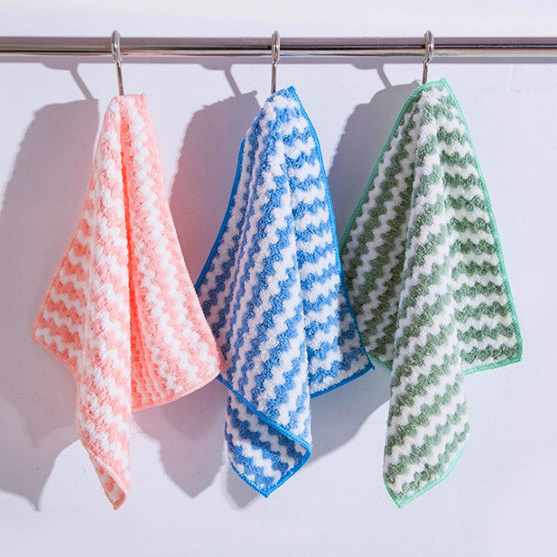 Coral suede dishcloth rag kitchen special water suction not stained with oil housework cleaning towels without dropping hair dishwashing deity