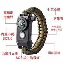 LED light SOS distress signal light bracelet Lifesaving Bracelet Outdoor Compass Courting Whistle Umbrella Rope Woven Bracelet