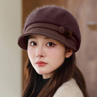 Grandma's furry knitted woolen hat autumn and winter mother's hat