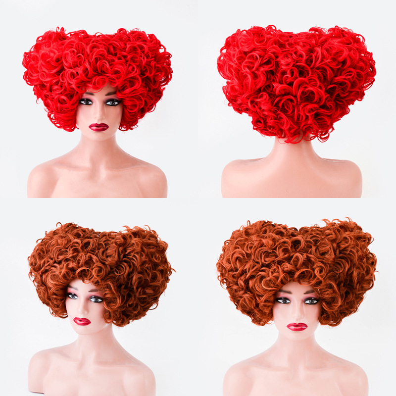 Queen of Hearts Heart-Shaped Wig European and American Halloween Party Anime Alice in Wonderland Festival Props