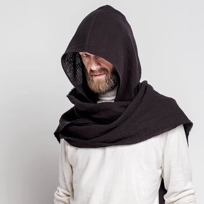 Scorched Earth Style Scarf Hat Hooded Cloak Shawl Head Wrap Hood Assassin Cosplay Cotton Linen Cape for Men Scorched Earth Style Scarf Hat Hooded Cloak Shawl Head Wrap Hood Assassin Cosplay Cotton Linen Cape for Men