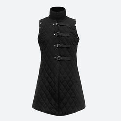 ເສື້ອຄຸມແຂນກາງຂອງຜູ້ຊາຍ sleeveless medieval retro cotton vest rivet belt buckle pirate stand collar jacket character costume