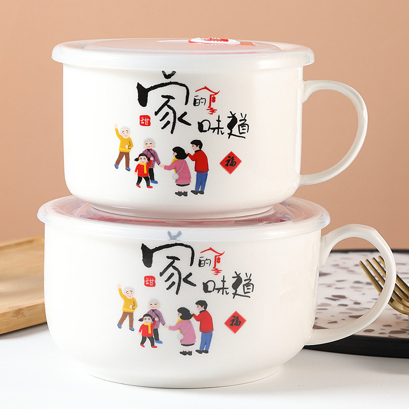 Micro-boiler special heating bowl with lid lunch box fresh-keeping bowl cute student bubble noodle bowl sealed microwave soup