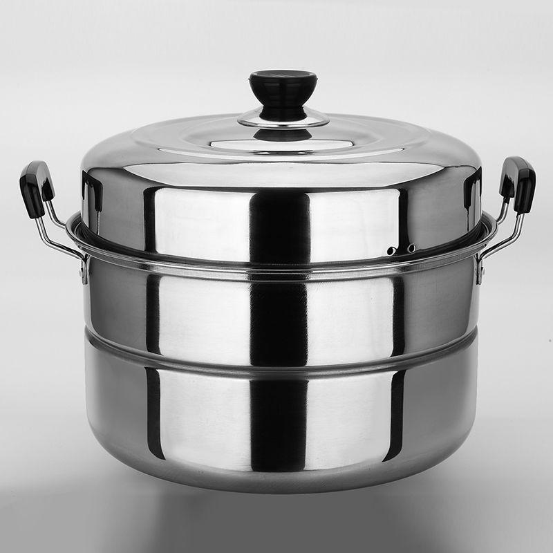 304 thick stainless steel double steam cooker household large soup pan 32 - 40cm two - layer steamed steamed steamer pot thick
