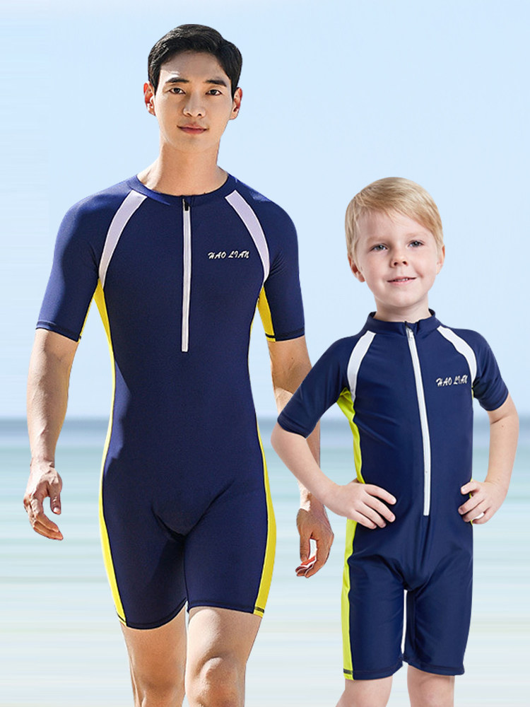 CUHK Tong Tong Link Children's Bathing Suit Men's Young Men Speed Dry Sun Protection Short Sleeve Professional Training Students Fat Spa