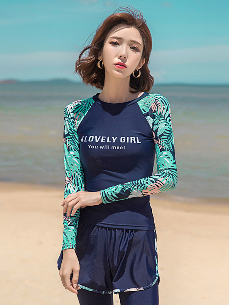 Spa Swimsuit Women Conservative Students Diving Suit Two Style Professional Long Sleeves Long Pants Speed Dry Sunscreen South Korea Ins
