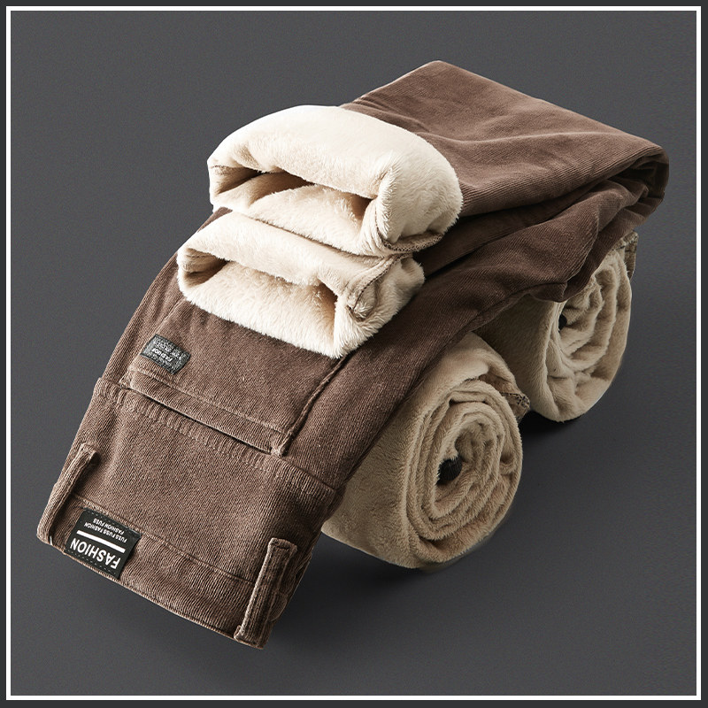 Autumn Winter Plus Suede Thickened Warm Light Core Suede Male Pants Tide Card Youth Han Version Sashimi 100 Hitch Suede Casual Pants