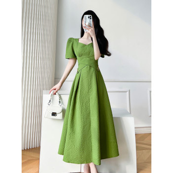 2023 spring new women's clothing French high-end temperament goddess fan V-neck waist slimming short-sleeved dress summer