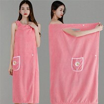 New large bath towel womens household pure cotton absorbent quick-drying wearable wrapping towel bathrobe style lazy bath skirt lengthened new