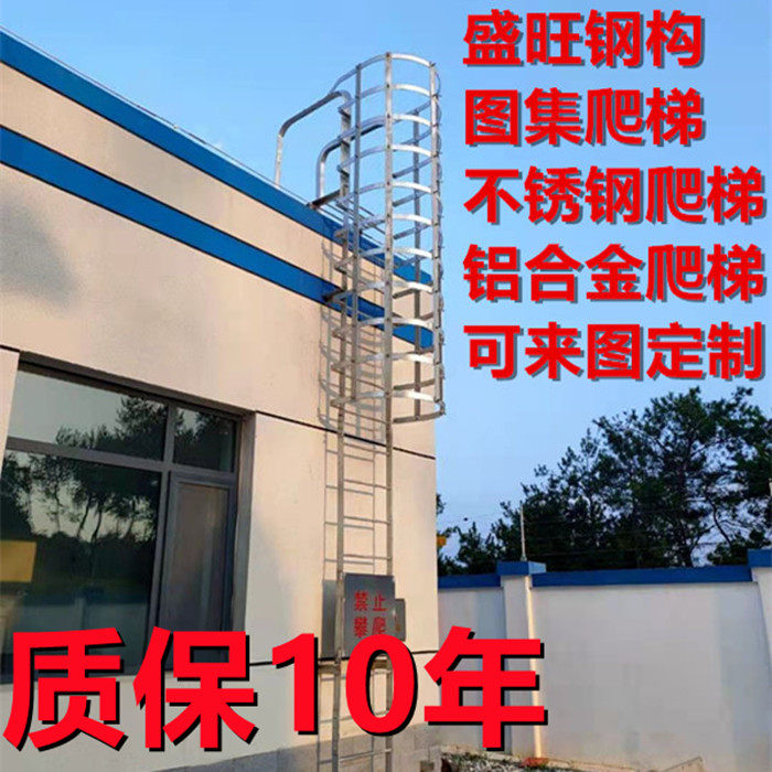 Galvanized steel ladder guard cage stainless steel ladder atlas climbing ladder roof maintenance ladder foundation pit fire pool ladder