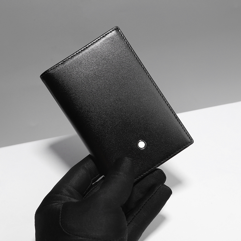 Old Money Style Men's Genuine Leather Business Card Holder, First Layer Cowhide Simple High-End Document Holder, Black Women's Style