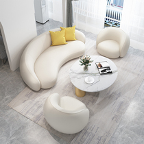 Modern lamb velvet sofa living room small apartment Nordic arc light luxury creative clothing store net red sofa wabi-sabi wind