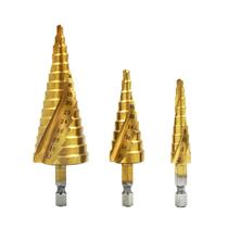 Hexagonal shank stepped drilling straight groove Spiral Groove Pagoda Drilling Aluminum Wood Board Chambering Portiforium