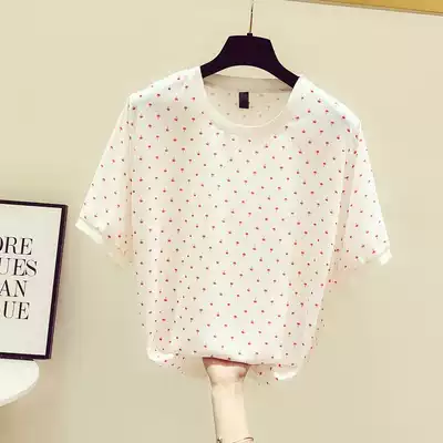 South Korea summer new wave spot chiffon shirt women's short sleeve fashion round neck T-shirt foreign pie age reduction casual top ins tide tide