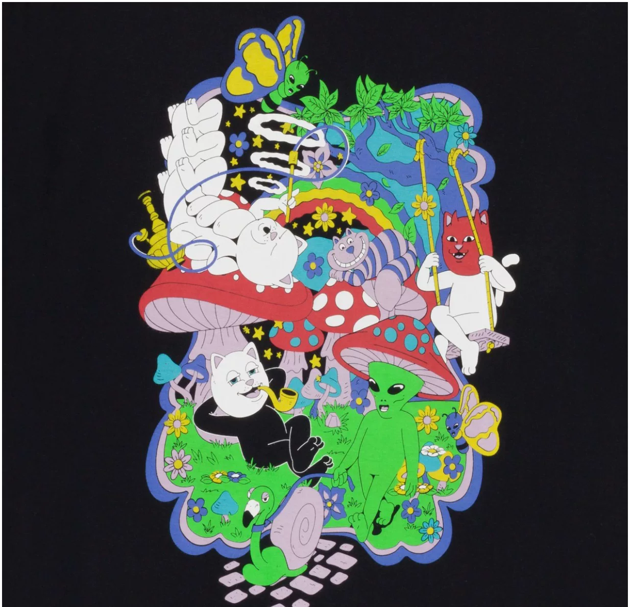 Американский модный бренд RIPNDIP средний палец кот RABBIT HOLE кроличья нора футболка для мужчин и женщин Американский повседневный короткий рукав
