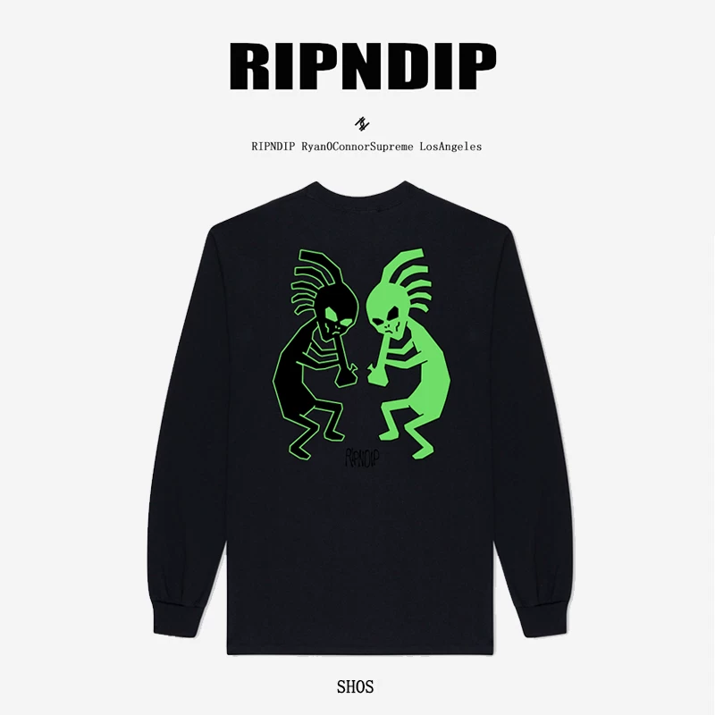 ripndip Хлопковая худи с длинным рукавом футболка с круглым воротом для возлюбленного