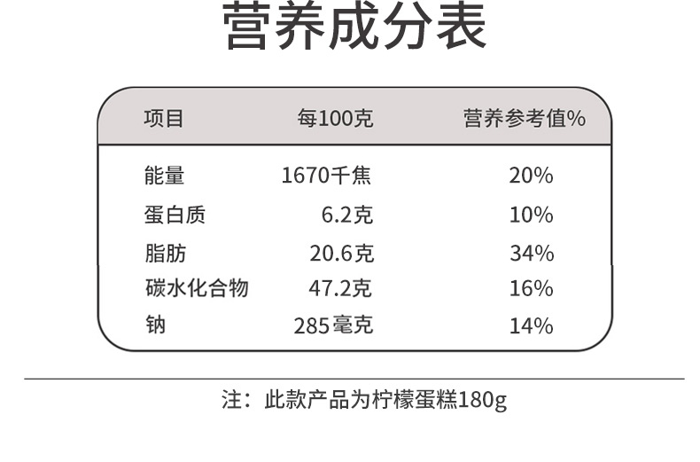 立减10！华美柠檬口味蛋糕180g