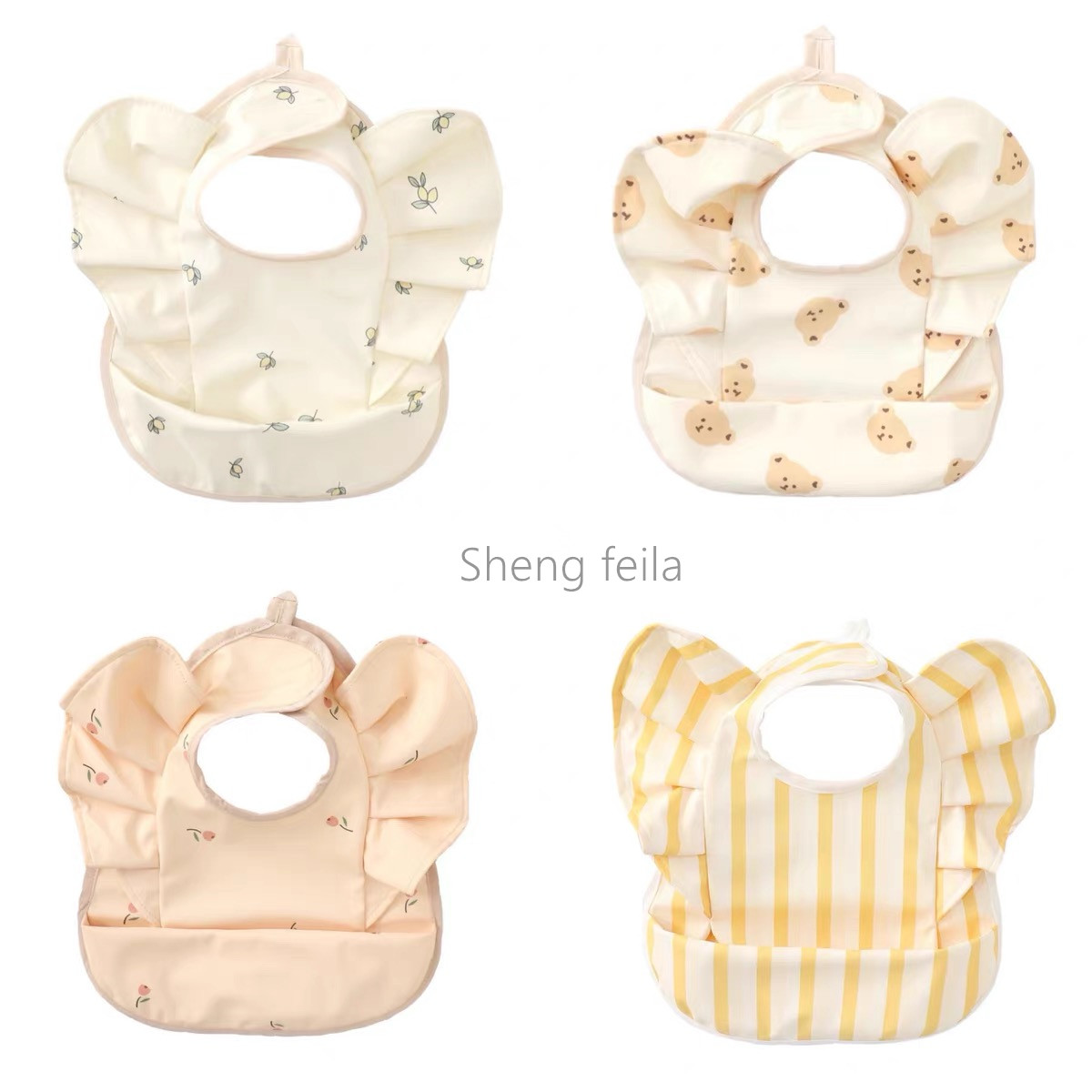 New baby food eating bib angel wings bib PU waterproof bib non-staple food waterproof three-dimensional princess sweet eating bib