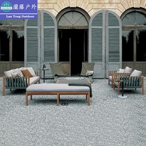 Outdoor Sofa Teak Wood Patio Open Solid Wood Hotel Villa Garden-Like Board Room Outdoor Designer Casual Composition