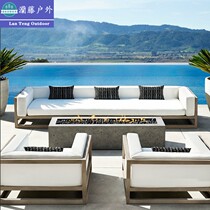 Outdoor Solid Wood Sofa Outdoor Open-air Courtyard Garden Embalming Pomelo Wood Combined Hotel Villa Casual Minima Furniture