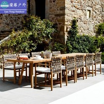Outdoor tables and chairgardens Solid wooden tableopen balcony anti-corrosion and leisure chair designer Hotel Teakwood furniture