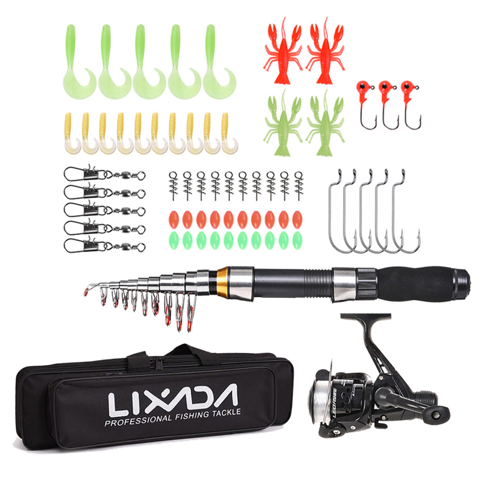 Море удочкой lixada fishing rod reel combo full kit 2.1m/2.3m telescopic