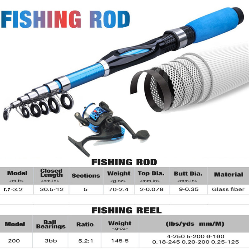 Море удочкой fishing rod full kits 1.2m telescopic sea spinning reel bait