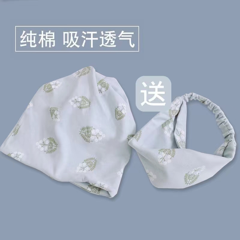 Confinement headscarf hair band summer thin section confinement hat postpartum cotton maternity protection forehead wraps wide windproof 7