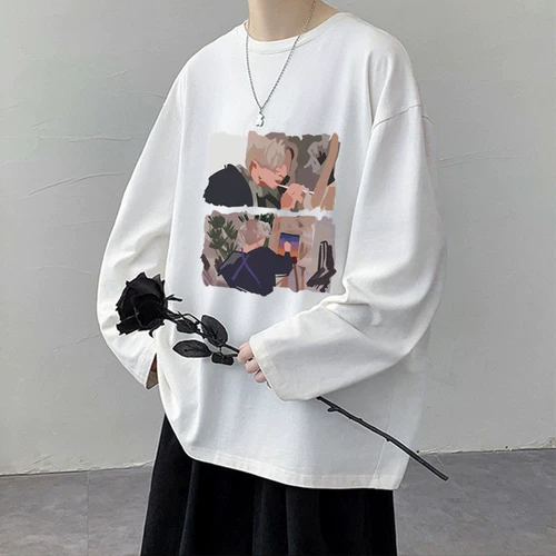 Tide, осенняя хлопковая утепленный лонгслив, базовая приятная телу толстовка, осенний, свободный крой