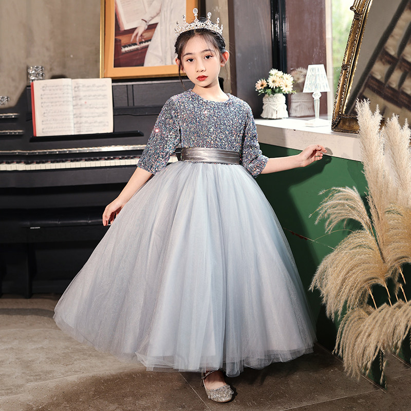 儿童礼服高端轻奢小众钢琴演奏演出服女童主持人公主裙晚礼服洋气-Taobao