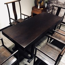 New Chinese tables of black wood wood board combination modern boss desk whole log tea table table