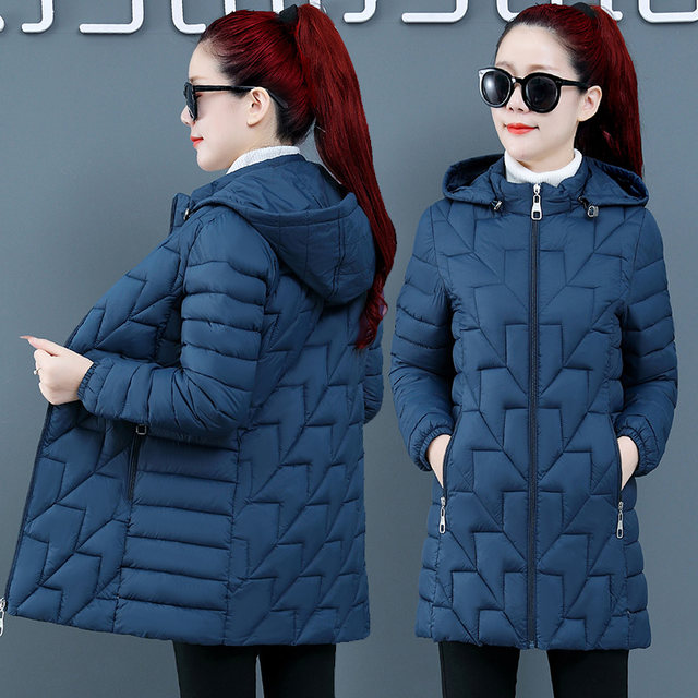 Down cotton coat, women's mid-length 2023 new middle-aged mother's autumn and winter clothing, light and slim-fitting cotton-padded jacket