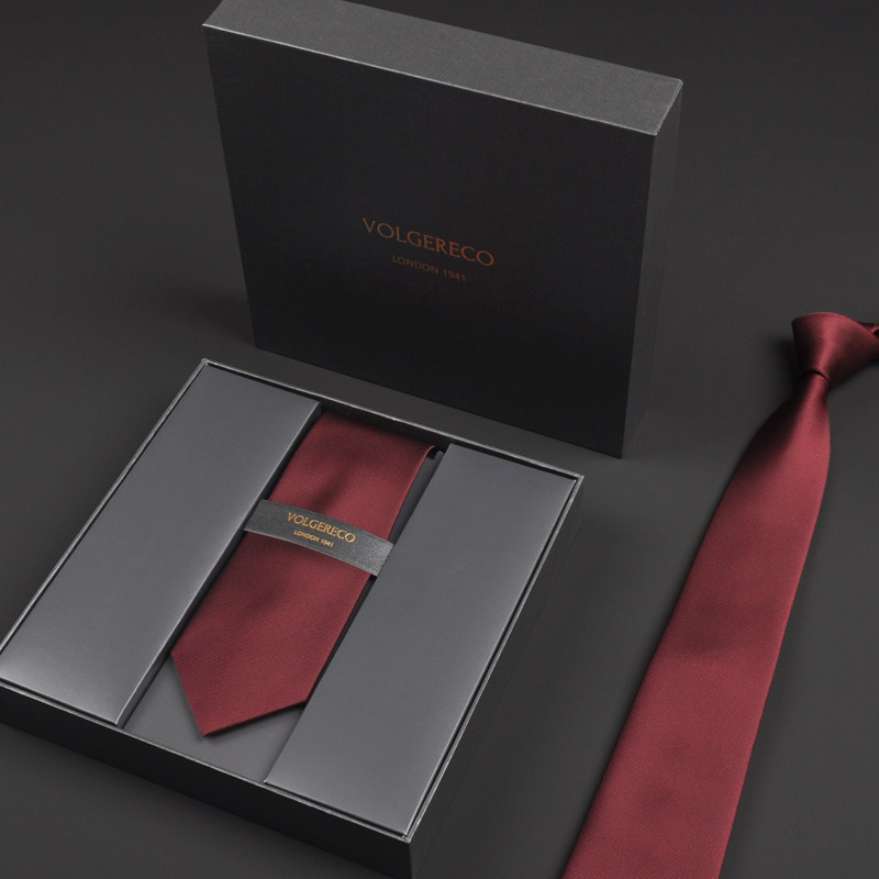 British Vg Men's Casual Business Tie High-End Formal Narrow Tie No Need to Tie Wedding Groom Burgundy 7cm