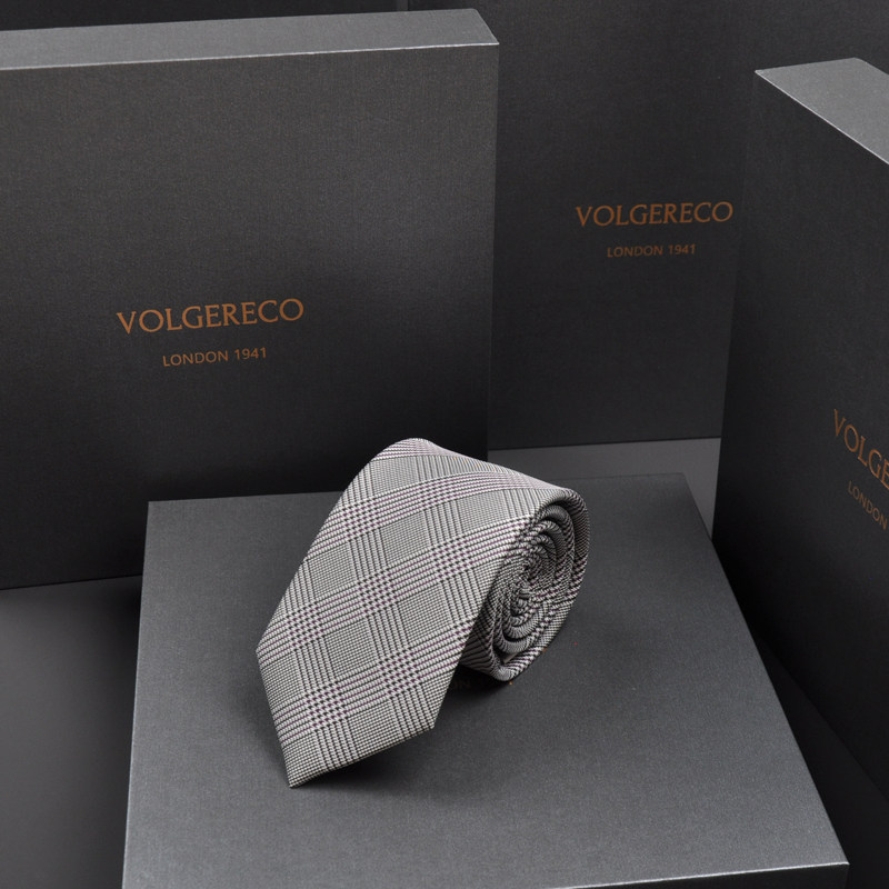 Volgereco Men's Casual Business Tie Gift Box High-End Young Formal Wear Narrow Light Luxury Brand Wedding 7cm