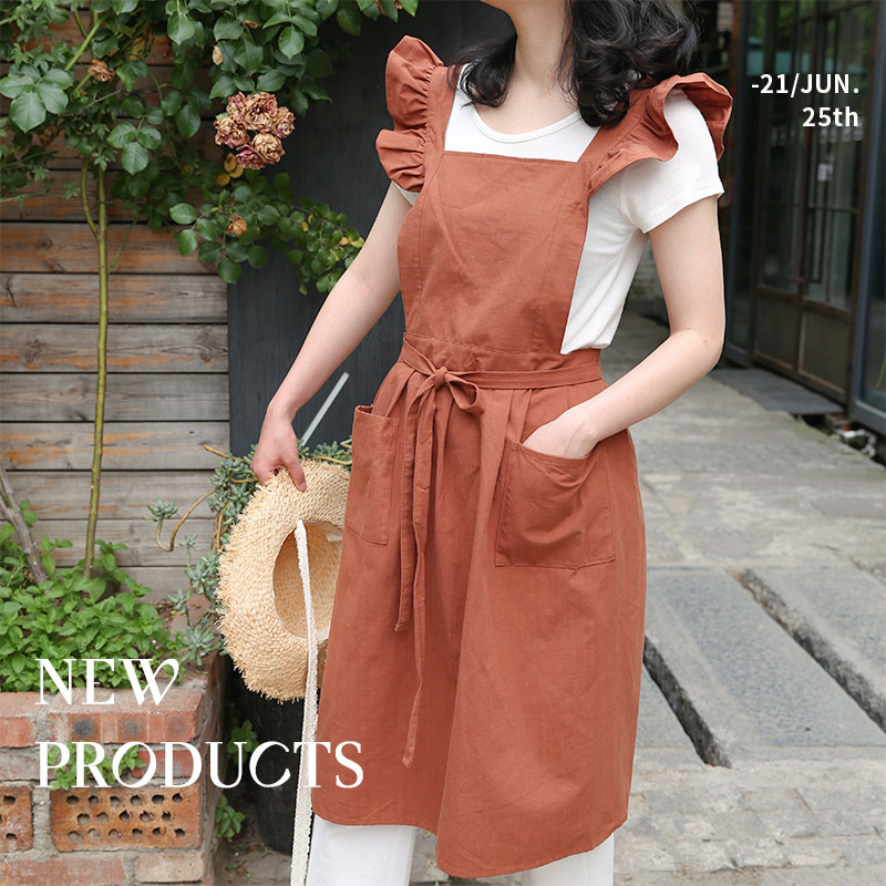 2023 new manicurist apron women's summer foreign style Korean style cotton studio floral work clothes comfortable wooden ears