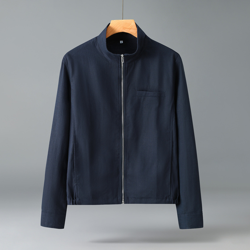 Simple and Stylish Linen Lyocell Casual Jacket for Men, Tencel Linen Top, Business Short Jacket with Small Stand-Up Collar