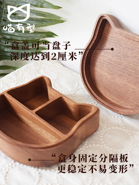 Stuffed autumn x meow stylish cat wooden box cute girl love bento box Japanese style dessert nut storage box