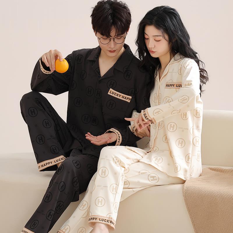 Victoria Couple Pajamas for Women Spring and Summer Pure Cotton 2025 New Autumn and Winter Home Wear Set for Men