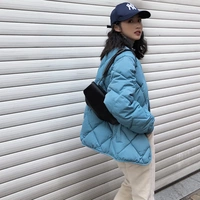 Áo khoác cổ tròn mùa đông Nini nữ phiên bản Hàn Quốc áo khoác nhỏ ấm áp 2018 mới quần lửng cotton hình thoi áo phao burberry nữ