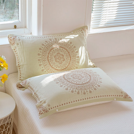 Un par de toallas de almohada, toallas de almohada de gasa de algodón puro antideslizantes, toallas de almohadilla tipo funda de almohada con aceite anti-cabeza, hogar de alta gama para las cuatro estaciones