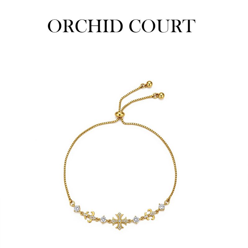 Lanting Orchid Court Retro Gold-Tone Cross-Set Diamond Bracelet, Cool and Elegant, Versatile for Work and Everyday Wear Lanting Orchid Court Retro Gold-Tone Cross-Set Diamond Bracelet, Cool and Elegant, Versatile for Work and Everyday Wear