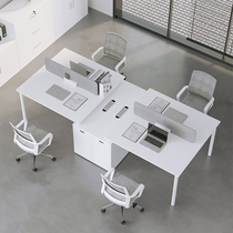 Simply modern white four - person desk desk designer dual staff desk and chair 4