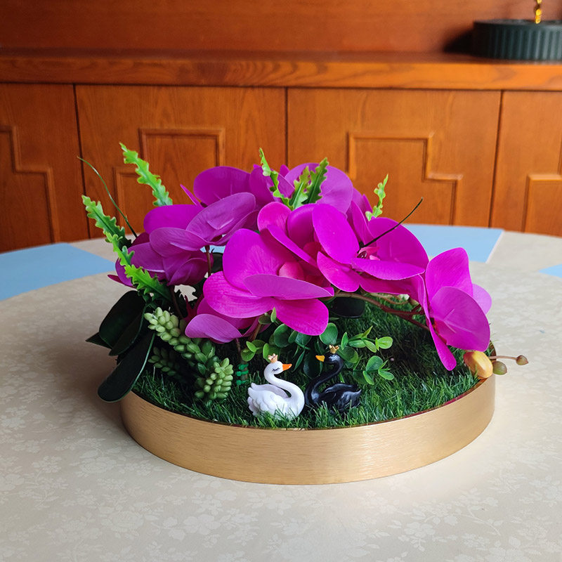 Large round table turntable simulation flower table flower arrangement flower high-end hotel high-end restaurant desktop middle decoration decoration