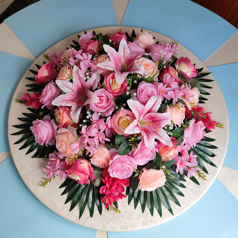 Hotel box large round table middle turntable flower hotel restaurant simulation flower table flower decoration light luxury